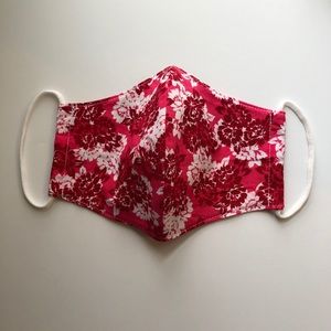 Reusable Face Mask Handmade With Elastic pink red